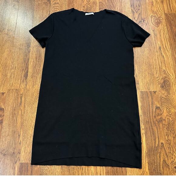 Zara Trafaluc Knit V Neck Shift Dress – Black, Size Small Minimalist Chic - Picture 1 of 8